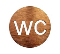 SignaléTique Wc Panneaux de toilettes personnalisés for tous les sexes, panneau porte toilette, Plaques salle bain, en aluminium Composite, or argent(WC,14x14cm)