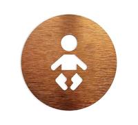 SignaléTique Wc Panneaux de toilettes personnalisés for tous les sexes, panneau porte toilette, Plaques salle bain, en aluminium Composite, or argent(Baby,14x14cm)