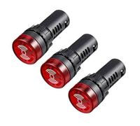 Signalisation de LED SOURCING MAP 3Pcs Témoin Lumineux AC/DC 12V alarme clignotant indicateur panneau buzzer LED Rouge