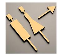 Signalisation des toilettes en acrylique, Panneau de toilettes en acrylique for hommes et femmes avec flèche, doré, 20 x 4 cm, lot de 3