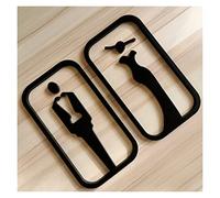 Signalisation des toilettes en acrylique, Panneaux de porte de salle de bain for hommes et femmes, en acrylique 8 mm, 7,87 x 4,33 pouces, avec dos adhésif, lot de 2, multicolore(Black)