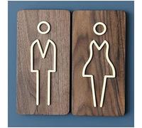 Signalisation des toilettes en acrylique, Panneaux de porte de salle de bain for hommes et femmes - Panneau de toilettes doré 20 cm x 10 cm, lot de 2