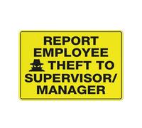 Signalisation du vol d'employé au superviseur manager panneau de sécurité, panneau extérieur, 30,5 x 20,3 cm, panneau pour maison, entreprise, allée d'alerte