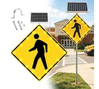 Signalisation Piétonne Solaire, Panneau Solaire LED pour Passage de Piétons, 16 Lampes LED, Cadre en Aluminium, Film Réfléchissant Qualité Ingénieur, pour Carrefours Commerciaux(30")