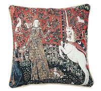 Signare Designer Housse de Cousin 45x45cm de Tapisserie pour Canapé Lit Siège Salon - Lady and Unicorn/Sense of Taste CCOV-Art-LU-TA