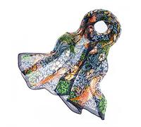 Signare Écharpe pour femme 100% soie légère et douce avec motif William Morris (Strawberry Thief Blue)