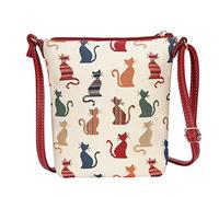 Signare Petit sac à bandoulière pour femme - Motif tapisserie vintage - - Cheeky Cat, Taille unique