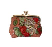Signare Tapisserie Mignon Exquis Double Poche Kiss Lock Porte-Monnaie pour Femme avec Motif Floral (Fraise Sauvage)