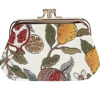 Signare Tapisserie Mignon Exquis Double Poche Kiss Lock Porte-monnaie pour femme Design Grenade et Citron - FRMP (Grenade et Citron)