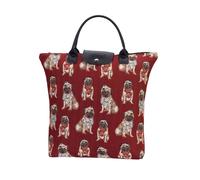 Signare Tapisserie Sac fourre-tout pliable Sac provisions rutilisable Sac d'picerie avec chien carlin FDAWPUG