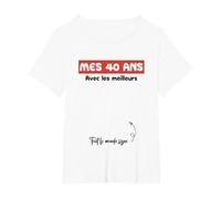 Signature Anniversaire Mes 40 Ans avec Les Meilleurs T-Shirt, Femme Grandes Tailles, Blanc, 4X