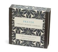 Signature Collection Lot de 12 bougies de vingt minutes avec support en céramique Motif prière