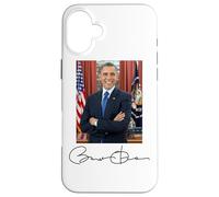Signature et Portrait de Barack Obama Coque pour iPhone 16 Plus
