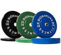 Signature Fitness Disques de poids olympiques de 5,1 cm avec moyeu en acier, ensemble de 72,6 kg (2 x 25/20,4 kg), colorés