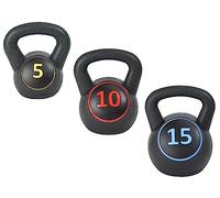 Signature Fitness Ensemble de 3 kettlebells à large prise en main avec poids de 2,3 kg, 10 kg et 15 kg, lot de 3 kettlebells