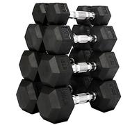 Signature Fitness Haltères hexagonales recouvertes de caoutchouc, lot comprenant 5, 10, 15, 9 kg paires