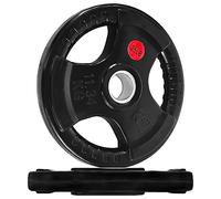 Signature Fitness Olympic Lot de 2 plaques de poids en fonte de 5,1 cm pour entraînement de force et d'haltérophilie, revêtement en caoutchouc, paire de 11,3 kg