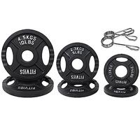 Signature Fitness Olympic Plaque de poids en fonte de 5,1 cm pour la musculation et l'haltérophilie, style à deux trous, ensemble de 15,9 kg