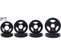 Signature Fitness Olympic Plaque de poids en fonte de 5,1 cm pour la musculation et l'haltérophilie, style revêtement en caoutchouc, lot de 20,4 kg