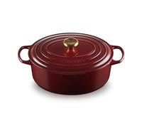 Le Creuset Cocotte Rhône 31 cm en fonte émaillée Bouton doré Garnet