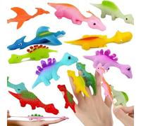 Signature Slingshot Dinosaur Finger Toys, Slingshot Dinosaur Finger Toys Sticky, Flick Stretchable Dino Catapult, Flying Rubber Dinosaurs, Exciting Dinosaur Slingshot Finger Toys (10Pcs)