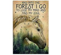 SIGNCHAT Affiche décorative murale en métal avec inscription « Horse Girl Into The Forest I Go To Find My Soul » - 20,3 x 30,5 cm