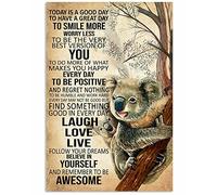 SIGNCHAT Koala Laugh Love Live Décoration murale humoristique en métal 20,3 x 30,5 cm