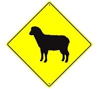 SIGNCHAT Panneau de sécurité 30,5 x 30,5 cm avec motif de mouton croisé Xing avec dessin de la ferme - Panneau d'avertissement humoristique en aluminium - Plaque murale en étain