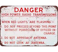 SIGNCHAT Peligro Las Transmisiones de Radio, Alta Potencia Plaque en métal 20 x 30 cm