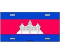 SIGNCHAT Plaque d'immatriculation fantaisie en aluminium 15 x 30 cm - Signal Décoratif - Drapeau Cambodge