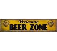 SIGNCHAT Plaque en métal Vintage Inscription Welcome Beer Zone 40 x 10 cm