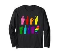Signe anti-Trump à la main LGBT Langue des signes LGBTQ arc-en-ciel ASL Manche Longue