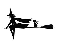 Signe de Coin de Porte d'halloween - Figurine de sorcière à Cheval sur Un Balai Magique, Accessoires de Cadeau sur Le thème d'halloween, décoration de Cadre de Porte de Maison Fausse