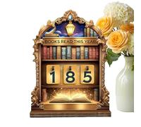Signe de du livre - Décoration de bibliothèque rétro en bois massif | Books Lire Tracker, Reading Progress Counter for Women Boys Girls Youth Teens Teachers Students and Readers