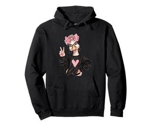 Signe de la Paix avec nœud Floral Rose pour Fille Autruche Sweat à Capuche