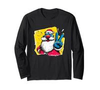 Signe de la Paix du Père Noël rétro Pop Personnage Art Graphique drôle Manche Longue