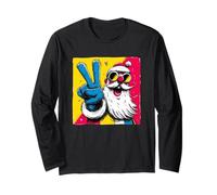 Signe de la Paix du Père Noël rétro Pop Personnage Art Graphique drôle Manche Longue