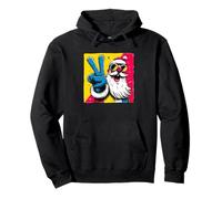 Signe de la Paix du Père Noël rétro Pop Personnage Art Graphique drôle Sweat à Capuche