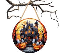 Signe de la Porte d'halloween - Décoration de Maison hantée 2D en Bois, Captain de Pirate Festif Pumpkin Ghost | Design Rustique Peint à la Main avec des détails effrayants, Accent saisonnier d