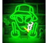 Signe de Néon Alien Vert LED - Décoration Murale pour Salle de Jeu et Fête Hip Hop (Alien -9)
