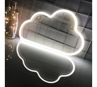 Signe de néon de nuage pour la décoration murale, lumière LED alimentée par batterie ou USB pour la chambre à coucher, Teen girl Kids Room Christmas birthday Wedding Party (blanc)