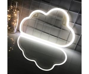Signe de néon de nuage pour la décoration murale, lumière LED alimentée par batterie ou USB pour la chambre à coucher, Teen girl Kids Room Christmas birthday Wedding Party (blanc)