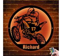 Signe de néon décor de salle de motocross de motocross, panneau en métal de moto personnalisé avec lumière nocturne à LED, art mural de décoration de motocross, homme d'anniversaire de Noël cadeau