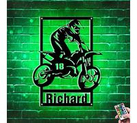 Signe de néon décor de salle de motocross de motocross, panneau en métal de moto personnalisé avec lumière nocturne à LED, art mural de décoration de motocross, homme d'anniversaire de Noël cadeau