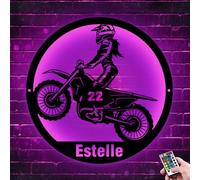 Signe de néon décor de salle de motocross de motocross, panneau en métal de moto personnalisé avec lumière nocturne à LED, art mural de décoration de motocross, homme d'anniversaire de Noël cadeau