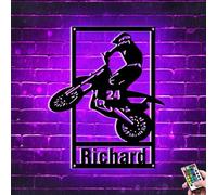 Signe de néon décor de salle de motocross de motocross, panneau en métal de moto personnalisé avec lumière nocturne à LED, art mural de décoration de motocross, homme d'anniversaire de Noël cadeau