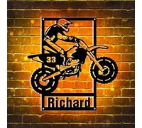 Signe de néon décor de salle de motocross de motocross, panneau en métal de moto personnalisé avec lumière nocturne à LED, art mural de décoration de motocross, homme d'anniversaire de Noël cadeau