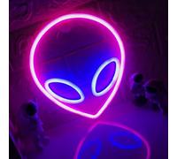 Signe de néon extraterrestre rose et bleu Décoration extraterrestre Néon USB/fonctionnement de la batterie Apparence froide Éclairage doux Convient à la chambre à coucher des enfants