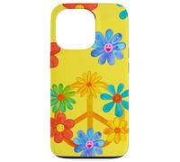 Signe de Paix avec Motif Floral rétro Hippie coloré Coque pour iPhone 13 Pro