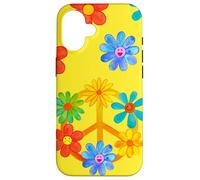 Signe de Paix avec Motif Floral rétro Hippie coloré Coque pour iPhone 16